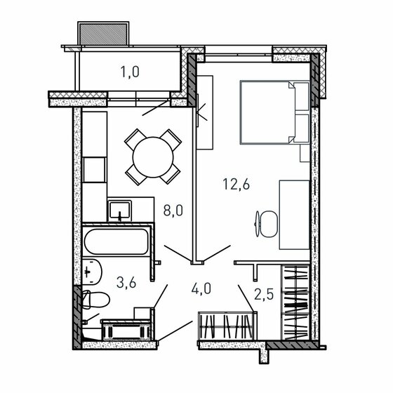 31,7 м², 1-комнатная квартира 6 023 000 ₽ - изображение 1