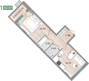 Квартира 42,1 м², 1-комнатная - изображение 2