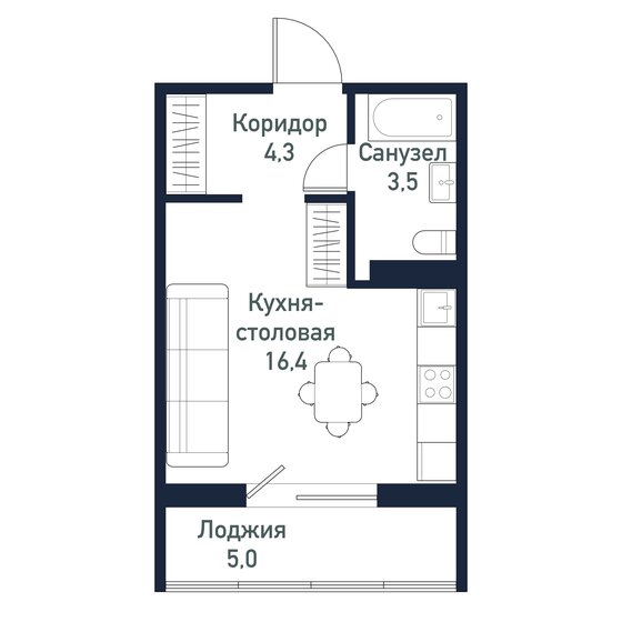 24,2 м², квартира-студия 3 147 300 ₽ - изображение 1