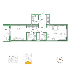 Квартира 54,3 м², 1-комнатная - изображение 1