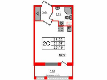 Квартира 25 м², студия - изображение 1