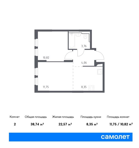 38,7 м², 1-комнатная квартира 9 486 462 ₽ - изображение 16