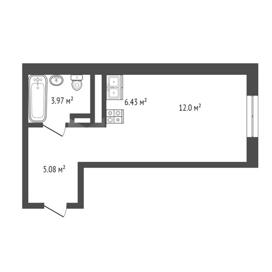 27,5 м², квартира-студия 3 300 000 ₽ - изображение 1