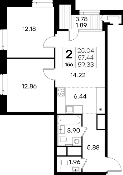 59,3 м², 2-комнатная квартира 17 310 000 ₽ - изображение 1