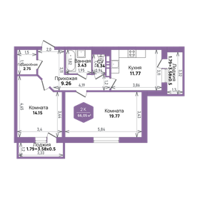 Квартира 66,1 м², 2-комнатная - изображение 1