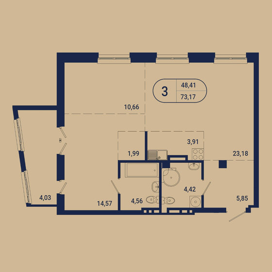 73,2 м², 3-комнатная квартира 24 192 196 ₽ - изображение 1