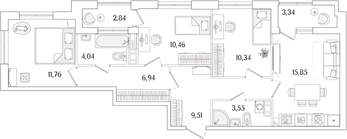 Квартира 75,5 м², 3-комнатная - изображение 1