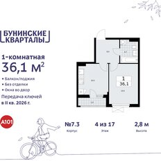 Квартира 36,1 м², 1-комнатная - изображение 3