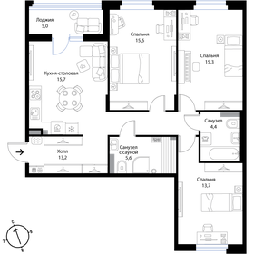 Квартира 86 м², 3-комнатная - изображение 1