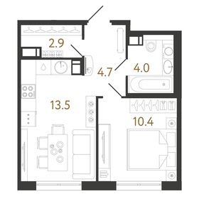 32,5 м², 1-комнатная квартира 6 650 000 ₽ - изображение 105