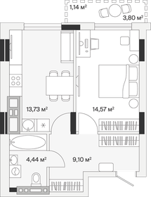 45,1 м², 1-комнатная квартира 6 532 250 ₽ - изображение 13