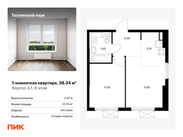 Квартира 36,3 м², 1-комнатная - изображение 1