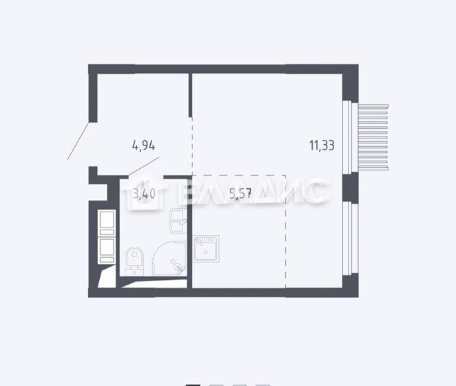 28,1 м², квартира-студия 6 400 000 ₽ - изображение 1
