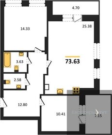 Квартира 73,6 м², 2-комнатная - изображение 1