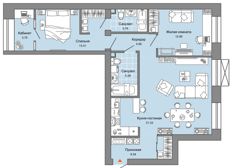 81 м², 3-комнатная квартира 9 646 856 ₽ - изображение 1