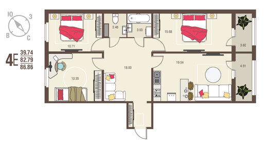 114,4 м², 3-комнатная квартира 9 700 000 ₽ - изображение 45