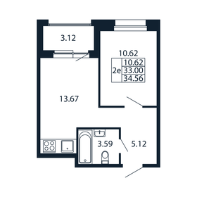 Квартира 34,6 м², 1-комнатная - изображение 4