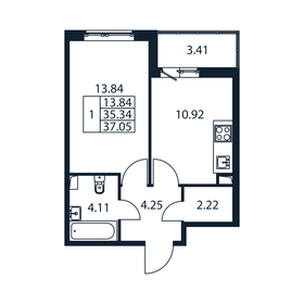 Квартира 37,1 м², 1-комнатная - изображение 2