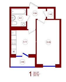 33,7 м², 1-комнатная квартира 3 776 640 ₽ - изображение 22