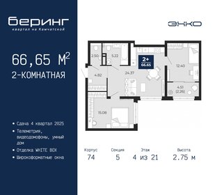66,5 м², 2-комнатная квартира 7 000 000 ₽ - изображение 64