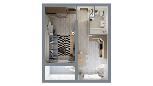 Квартира 41,3 м², 1-комнатная - изображение 2