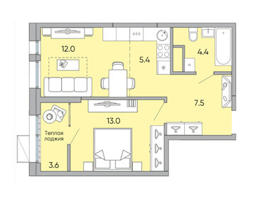 Квартира 45,9 м², 2-комнатная - изображение 1