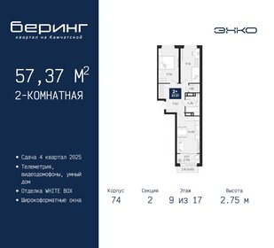 56,6 м², 2-комнатная квартира 5 200 000 ₽ - изображение 11