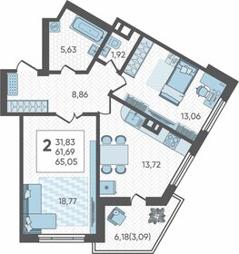 65,1 м², 2-комнатная квартира 9 172 050 ₽ - изображение 8