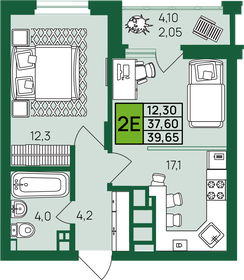 39,7 м², 1-комнатная квартира 4 631 861 ₽ - изображение 25