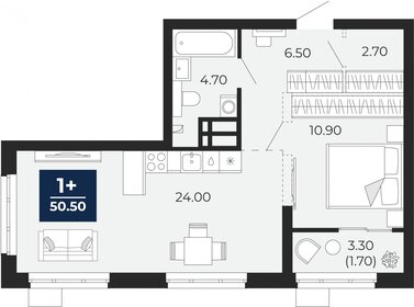 Квартира 50,5 м², 1-комнатная - изображение 1