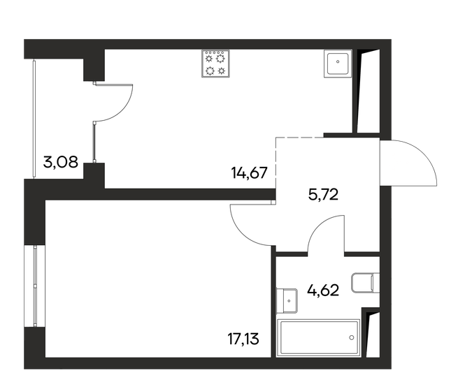 45,2 м², 1-комнатная квартира 6 556 900 ₽ - изображение 1