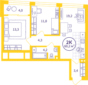 58,3 м², 2-комнатная квартира 8 350 000 ₽ - изображение 27