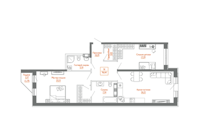 115,8 м², 4-комнатная квартира 19 050 000 ₽ - изображение 123