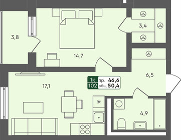 49,8 м², 1-комнатная квартира 6 190 000 ₽ - изображение 72