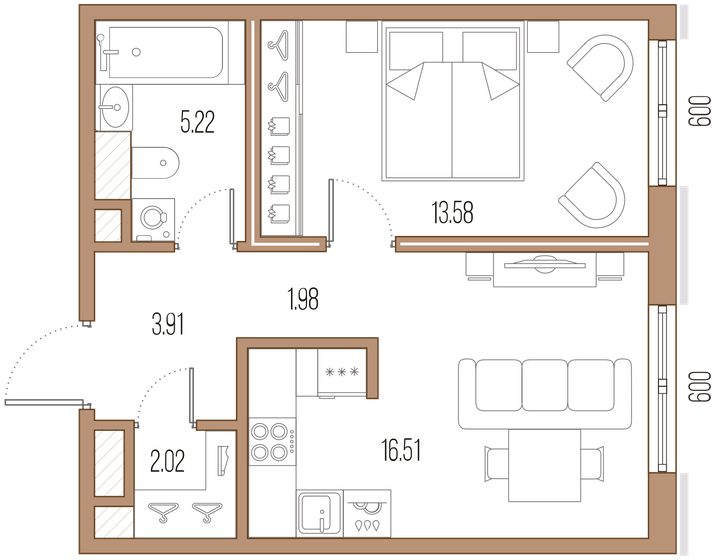 43,2 м², 1-комнатная квартира 17 995 950 ₽ - изображение 1