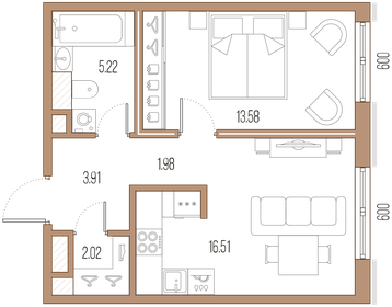 45,8 м², 1-комнатная квартира 16 800 000 ₽ - изображение 119