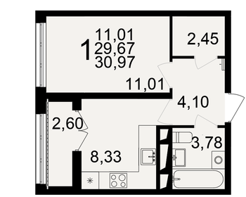 Квартира 31 м², 1-комнатная - изображение 1
