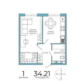 Квартира 34,2 м², 1-комнатная - изображение 1