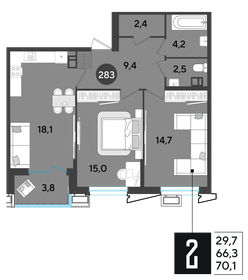 70 м², 2-комнатная квартира 11 650 000 ₽ - изображение 88