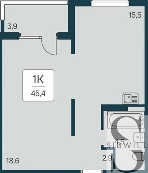 45,4 м², 1-комнатная квартира 5 000 000 ₽ - изображение 15