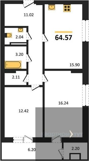 64,6 м², 2-комнатная квартира 9 021 387 ₽ - изображение 20