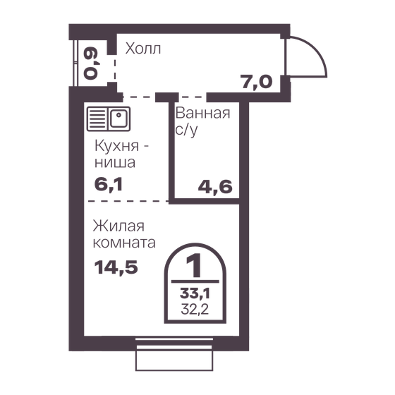 33,3 м², 1-комнатная квартира 6 426 900 ₽ - изображение 24