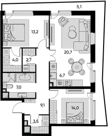 120 м², 3-комнатная квартира 35 900 000 ₽ - изображение 131