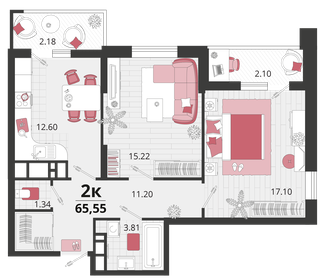 64,4 м², 2-комнатная квартира 9 867 921 ₽ - изображение 13