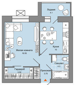 Квартира 40 м², 1-комнатная - изображение 1