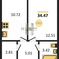 Квартира 34,5 м², 1-комнатная - изображение 3