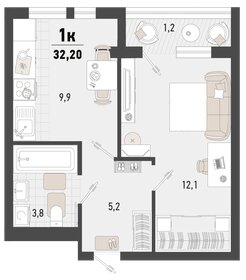 32 м², 1-комнатная квартира 9 069 280 ₽ - изображение 9