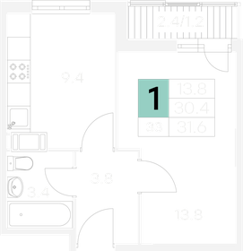 32,4 м², 1-комнатная квартира 4 050 000 ₽ - изображение 40