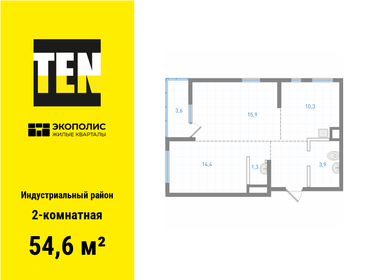 54,6 м², 2-комнатная квартира 8 010 000 ₽ - изображение 3