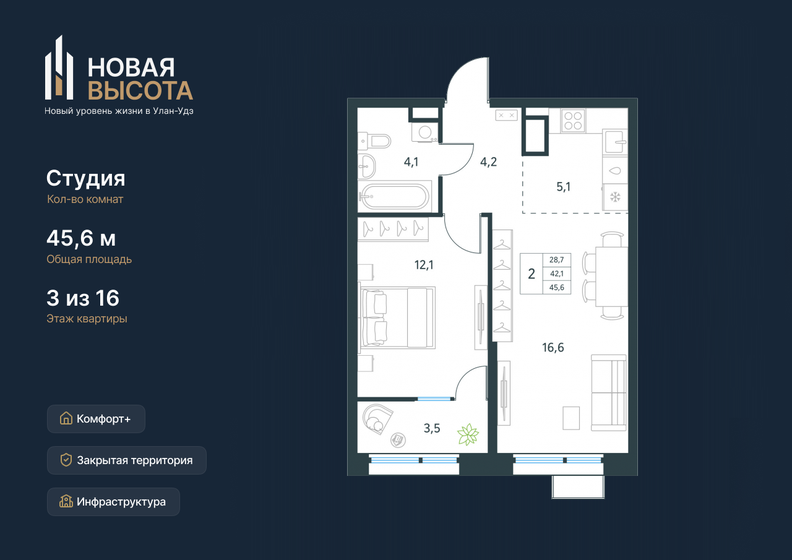 42,7 м², 2-комнатная квартира 5 000 000 ₽ - изображение 82
